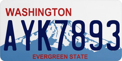 WA license plate AYK7893