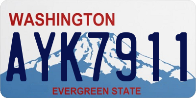 WA license plate AYK7911