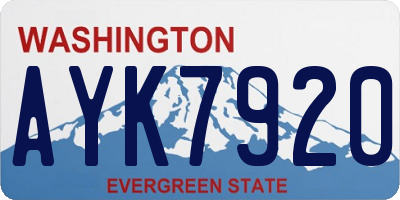 WA license plate AYK7920