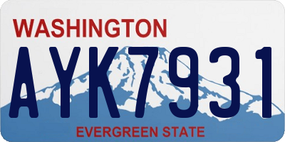 WA license plate AYK7931