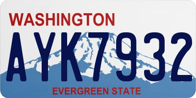 WA license plate AYK7932