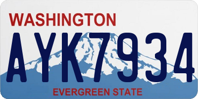 WA license plate AYK7934