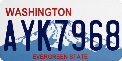 WA license plate AYK7968