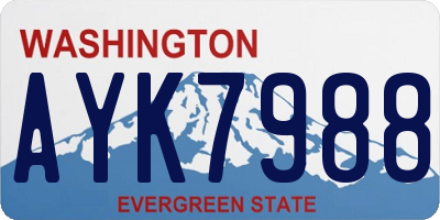 WA license plate AYK7988