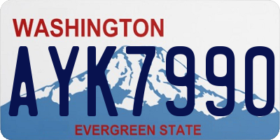 WA license plate AYK7990