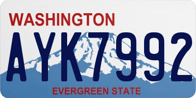 WA license plate AYK7992