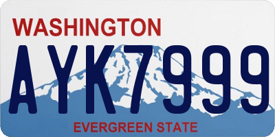 WA license plate AYK7999