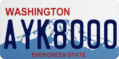 WA license plate AYK8000