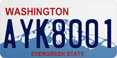 WA license plate AYK8001
