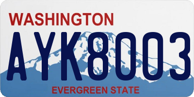 WA license plate AYK8003