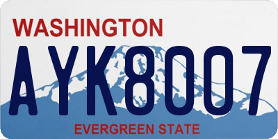 WA license plate AYK8007