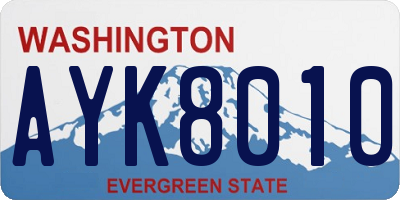 WA license plate AYK8010