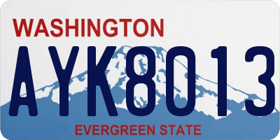 WA license plate AYK8013