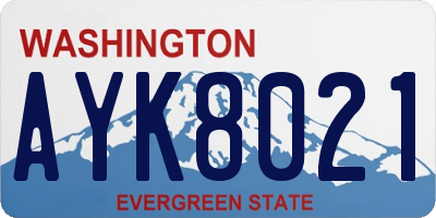 WA license plate AYK8021