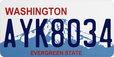 WA license plate AYK8034
