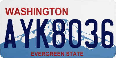 WA license plate AYK8036