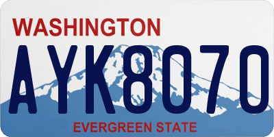 WA license plate AYK8070