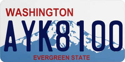 WA license plate AYK8100