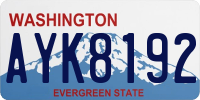 WA license plate AYK8192