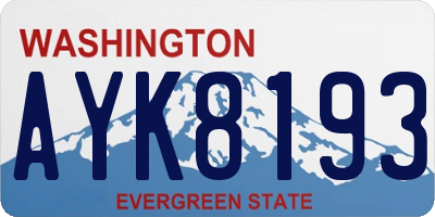 WA license plate AYK8193