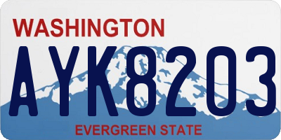 WA license plate AYK8203