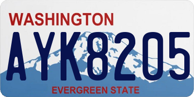 WA license plate AYK8205
