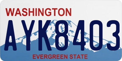 WA license plate AYK8403