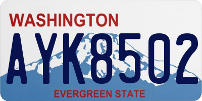 WA license plate AYK8502