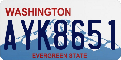 WA license plate AYK8651