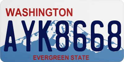 WA license plate AYK8668
