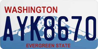 WA license plate AYK8670