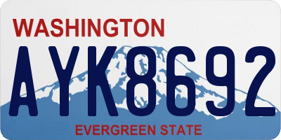 WA license plate AYK8692