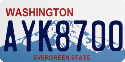 WA license plate AYK8700