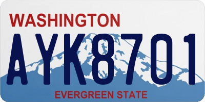WA license plate AYK8701