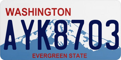 WA license plate AYK8703