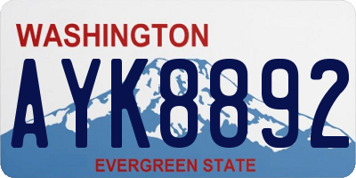 WA license plate AYK8892