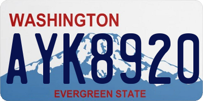 WA license plate AYK8920