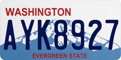 WA license plate AYK8927