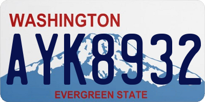 WA license plate AYK8932