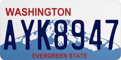 WA license plate AYK8947