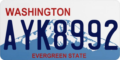 WA license plate AYK8992