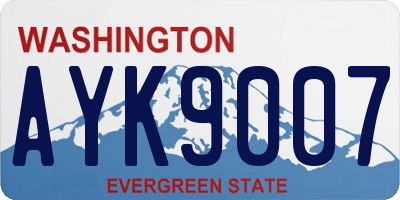 WA license plate AYK9007