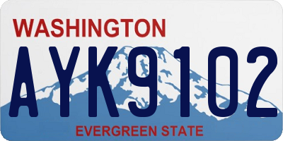 WA license plate AYK9102