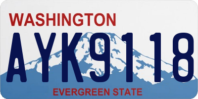 WA license plate AYK9118