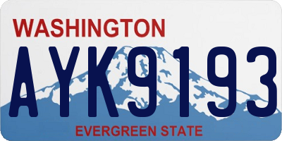 WA license plate AYK9193