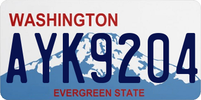 WA license plate AYK9204