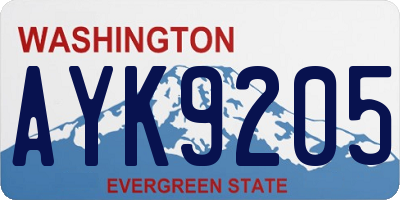 WA license plate AYK9205