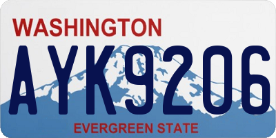 WA license plate AYK9206