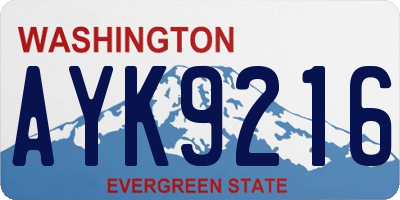 WA license plate AYK9216
