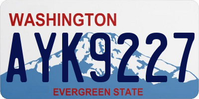 WA license plate AYK9227